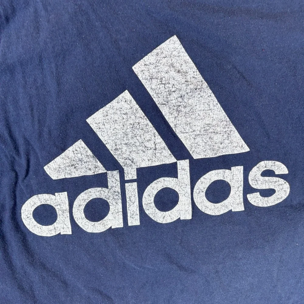 Adidas Amplifier Tee‎ Shirt Mens Large Navy Blue Logo Cotton Crew Neck Casual